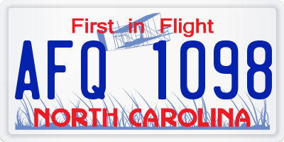 NC license plate AFQ1098