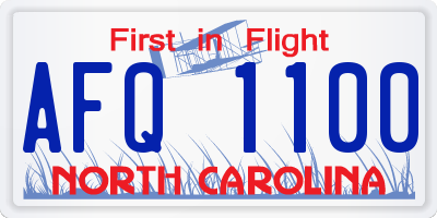 NC license plate AFQ1100