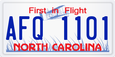 NC license plate AFQ1101