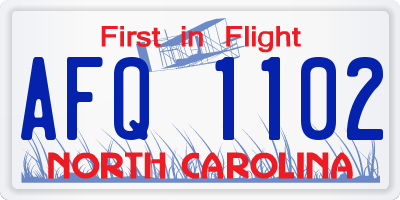 NC license plate AFQ1102