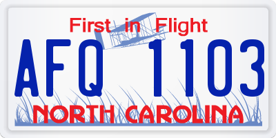 NC license plate AFQ1103