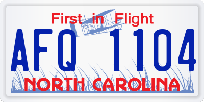 NC license plate AFQ1104