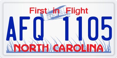 NC license plate AFQ1105