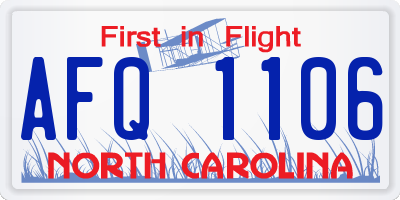 NC license plate AFQ1106