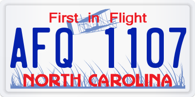 NC license plate AFQ1107