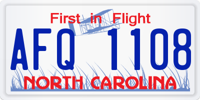 NC license plate AFQ1108
