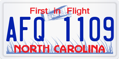 NC license plate AFQ1109