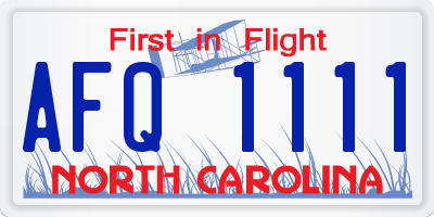 NC license plate AFQ1111