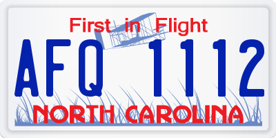 NC license plate AFQ1112