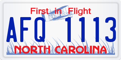 NC license plate AFQ1113