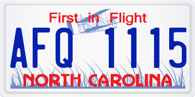NC license plate AFQ1115