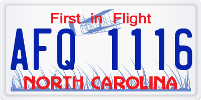 NC license plate AFQ1116