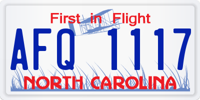 NC license plate AFQ1117