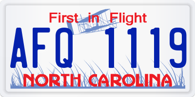 NC license plate AFQ1119