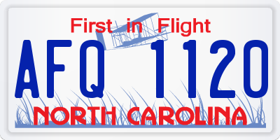 NC license plate AFQ1120