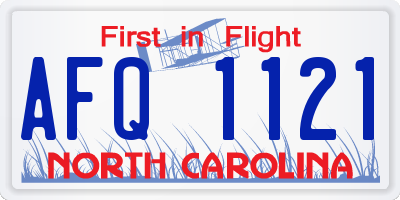 NC license plate AFQ1121
