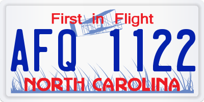 NC license plate AFQ1122