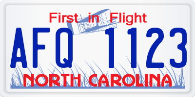 NC license plate AFQ1123