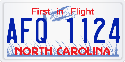 NC license plate AFQ1124