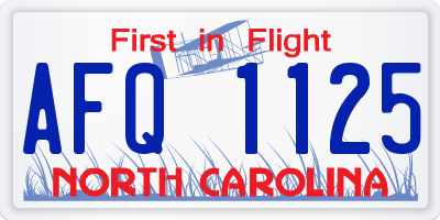 NC license plate AFQ1125