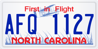 NC license plate AFQ1127