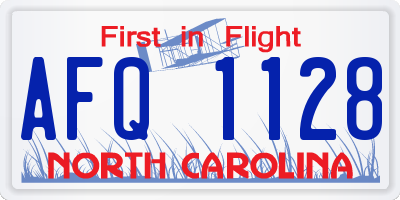 NC license plate AFQ1128