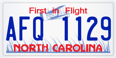 NC license plate AFQ1129