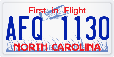 NC license plate AFQ1130