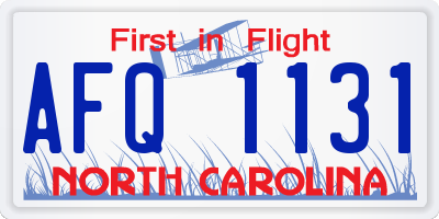 NC license plate AFQ1131