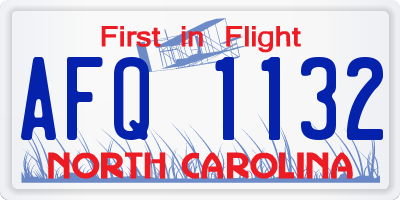 NC license plate AFQ1132