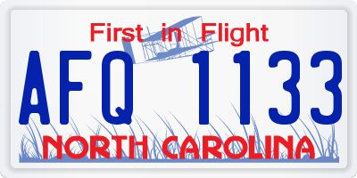 NC license plate AFQ1133