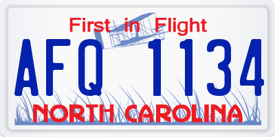 NC license plate AFQ1134