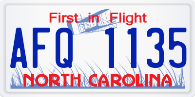 NC license plate AFQ1135