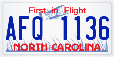 NC license plate AFQ1136