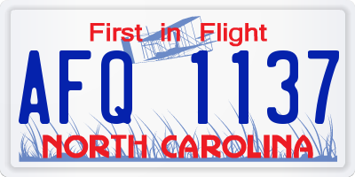 NC license plate AFQ1137
