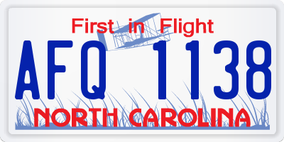 NC license plate AFQ1138