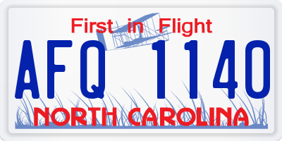 NC license plate AFQ1140
