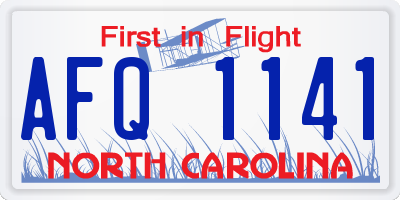 NC license plate AFQ1141