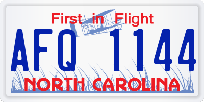 NC license plate AFQ1144