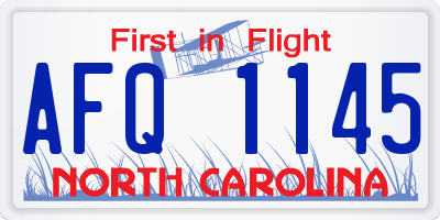 NC license plate AFQ1145