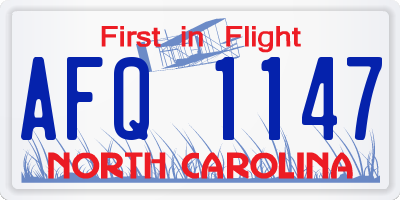 NC license plate AFQ1147