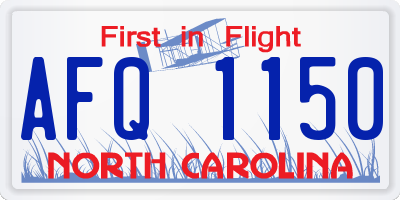NC license plate AFQ1150