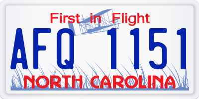 NC license plate AFQ1151