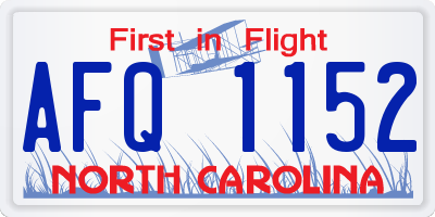 NC license plate AFQ1152