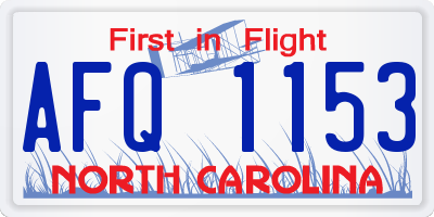 NC license plate AFQ1153