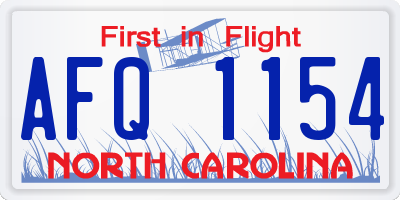 NC license plate AFQ1154