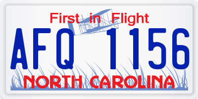 NC license plate AFQ1156