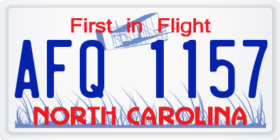 NC license plate AFQ1157