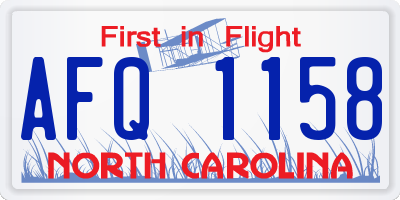 NC license plate AFQ1158
