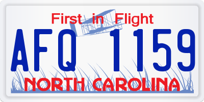NC license plate AFQ1159
